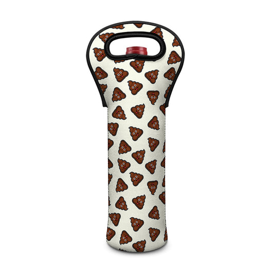 Happy Poop Pattern Print Single Neoprene Wine Tote
