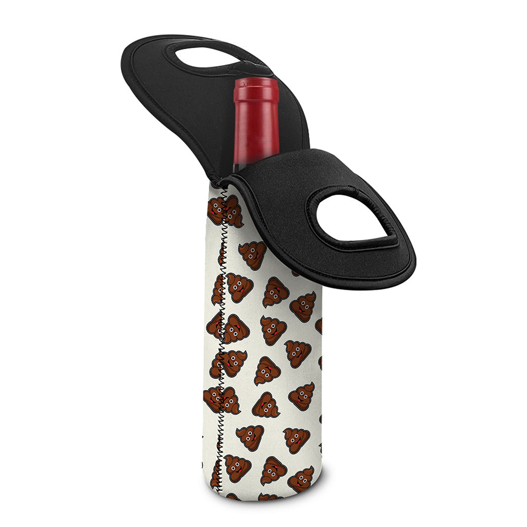 Happy Poop Pattern Print Single Neoprene Wine Tote