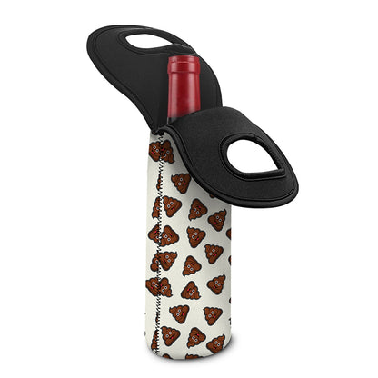 Happy Poop Pattern Print Single Neoprene Wine Tote