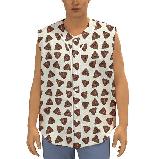 Happy Poop Pattern Print Sleeveless Baseball Jersey
