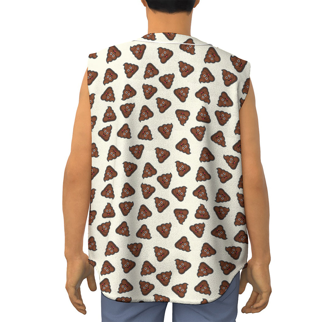 Happy Poop Pattern Print Sleeveless Baseball Jersey
