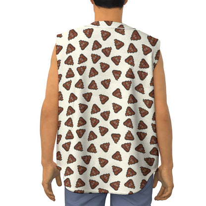 Happy Poop Pattern Print Sleeveless Baseball Jersey