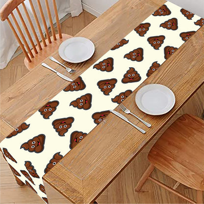 Happy Poop Pattern Print Table Runner