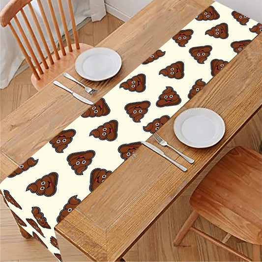 Happy Poop Pattern Print Table Runner