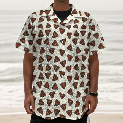 Happy Poop Pattern Print Textured Short Sleeve Shirt