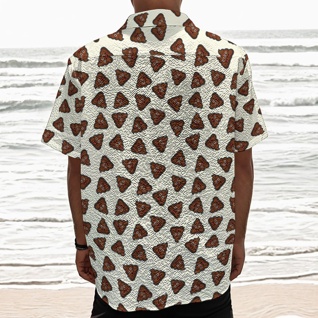 Happy Poop Pattern Print Textured Short Sleeve Shirt