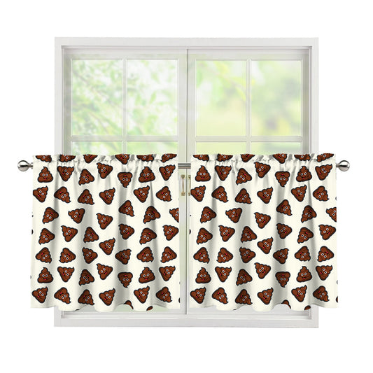 Happy Poop Pattern Print Tier Curtains