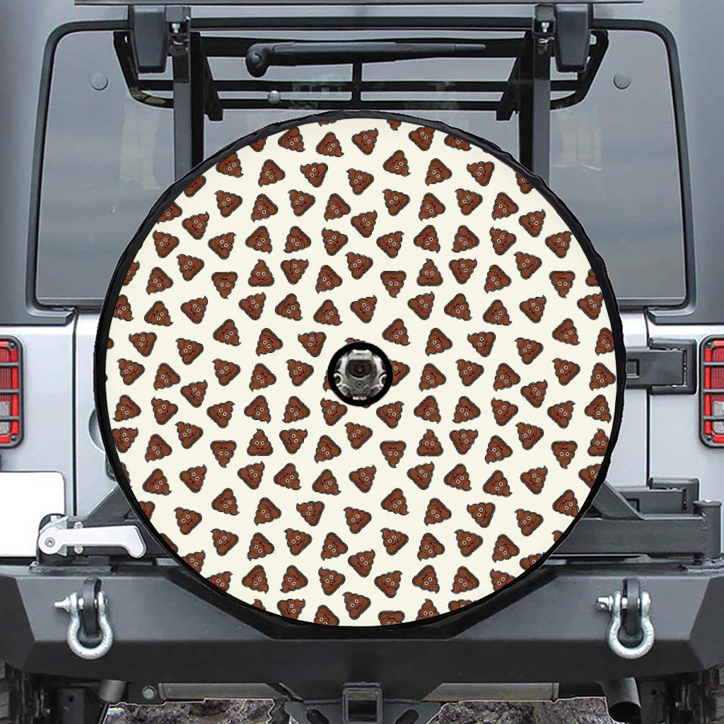 Happy Poop Pattern Print Tire Cover With Camera Hole