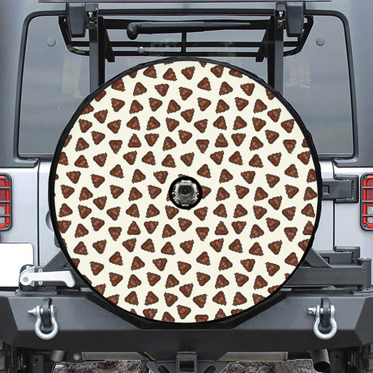 Happy Poop Pattern Print Tire Cover With Camera Hole