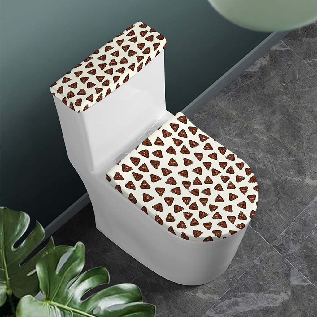 Happy Poop Pattern Print Toilet Lid And Tank Cover Set
