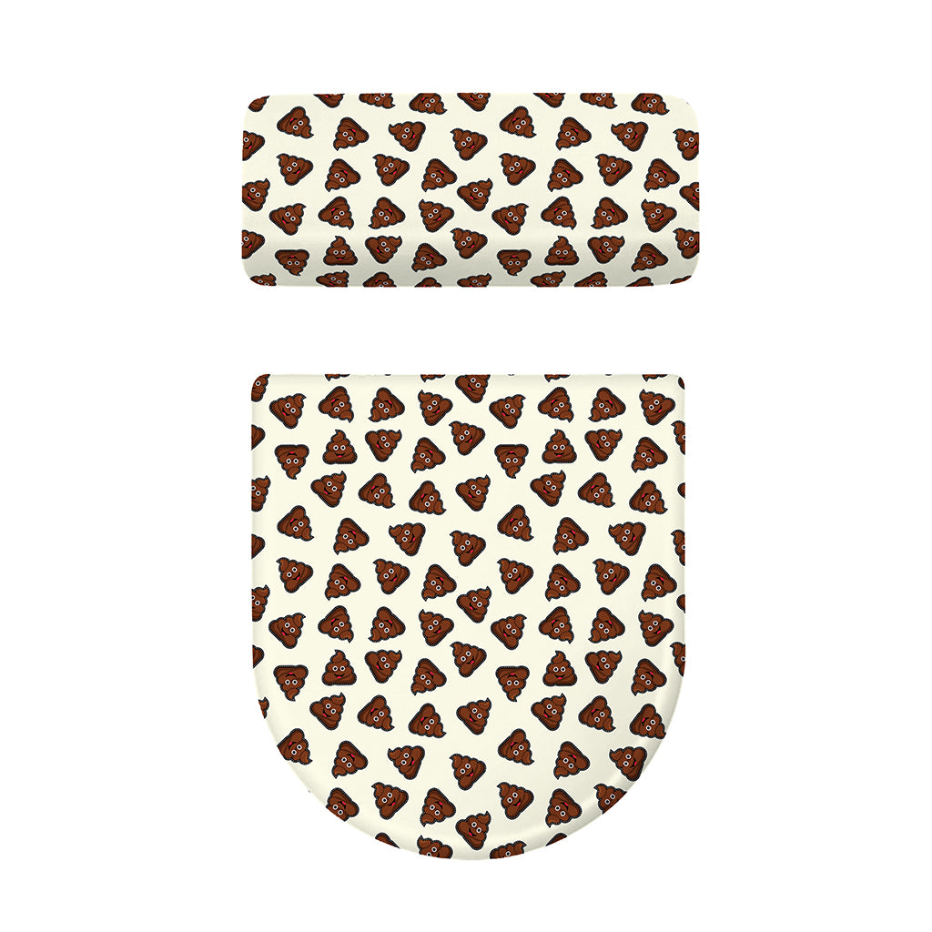 Happy Poop Pattern Print Toilet Lid And Tank Cover Set