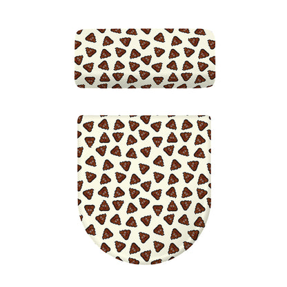 Happy Poop Pattern Print Toilet Lid And Tank Cover Set