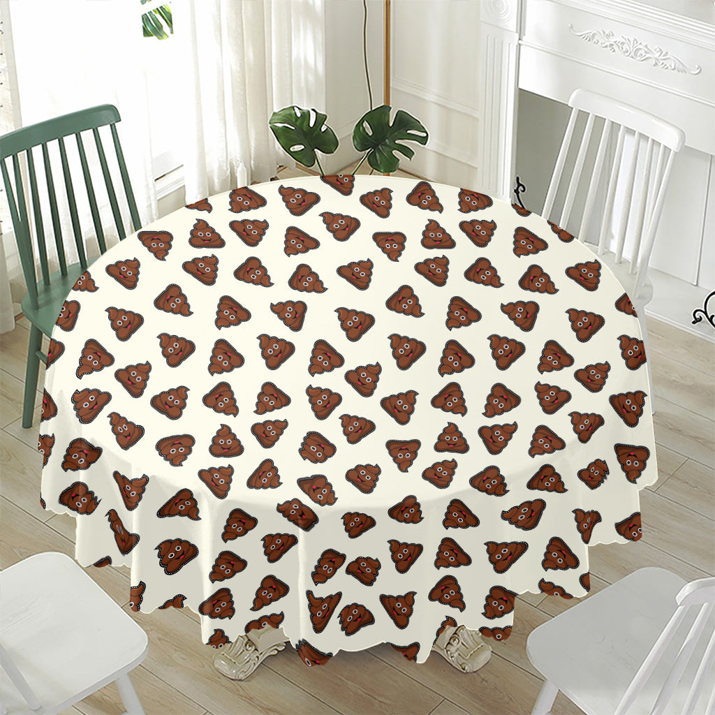 Happy Poop Pattern Print Waterproof Round Tablecloth