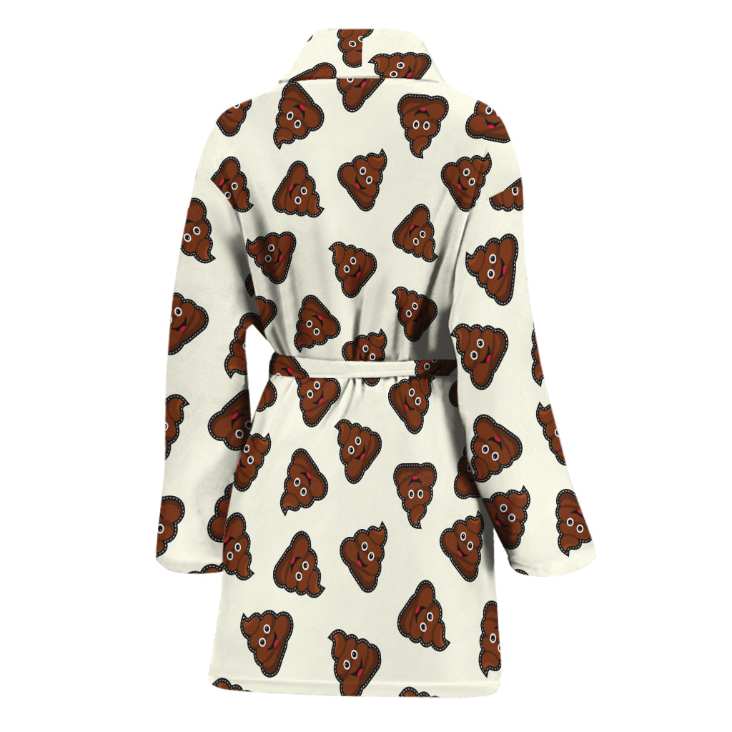 Happy Poop Pattern Print Women's Bathrobe