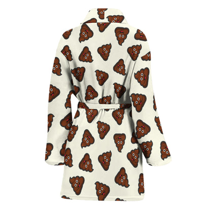 Happy Poop Pattern Print Women's Bathrobe