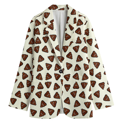 Happy Poop Pattern Print Women's Blazer