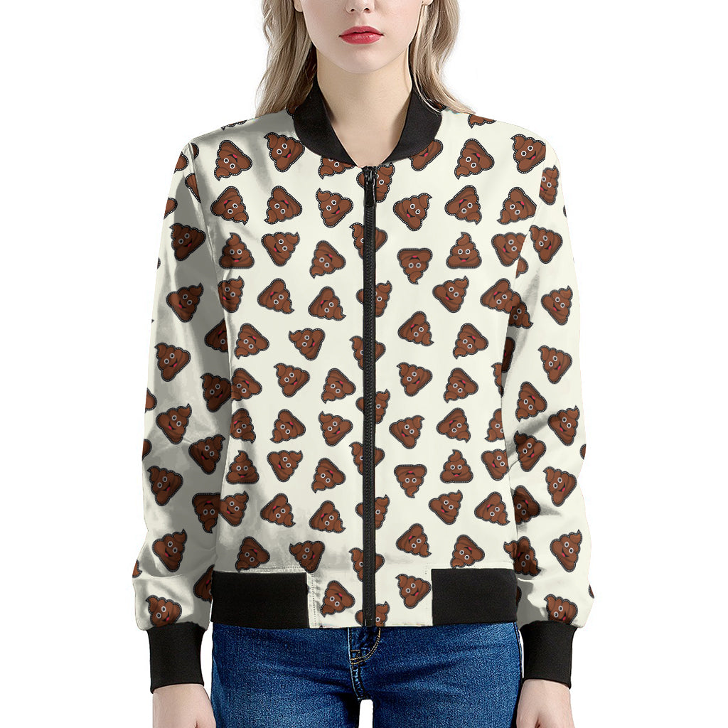 Happy Poop Pattern Print Women's Bomber Jacket