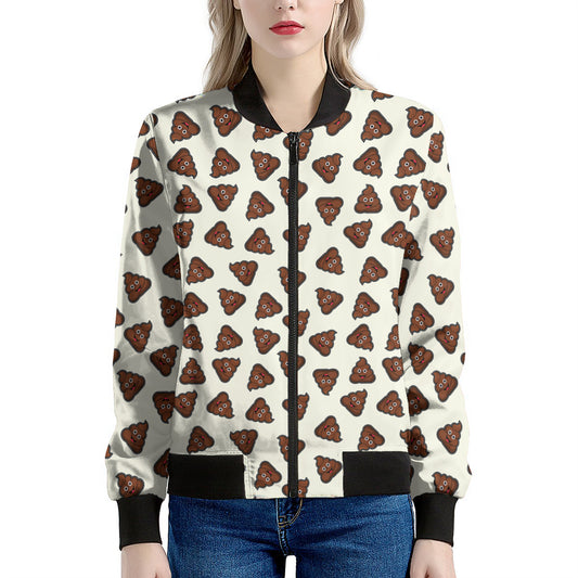 Happy Poop Pattern Print Women's Bomber Jacket