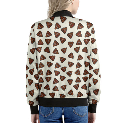 Happy Poop Pattern Print Women's Bomber Jacket