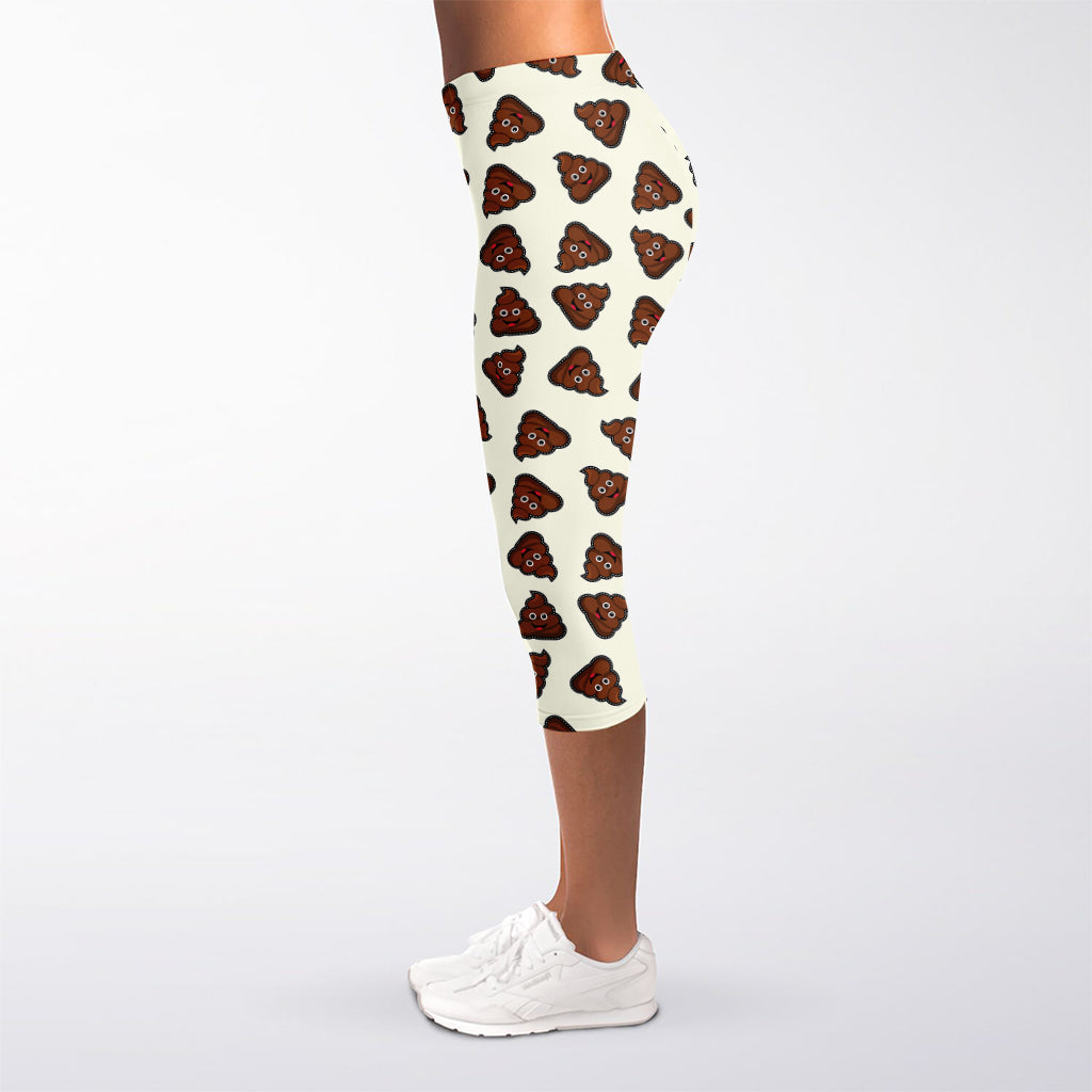 Happy Poop Pattern Print Women's Capri Leggings