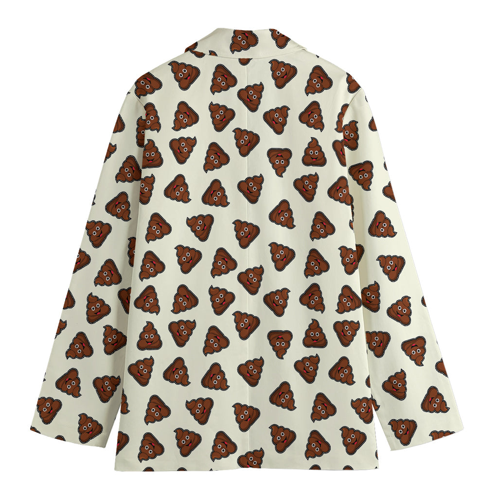 Happy Poop Pattern Print Women's Cotton Blazer