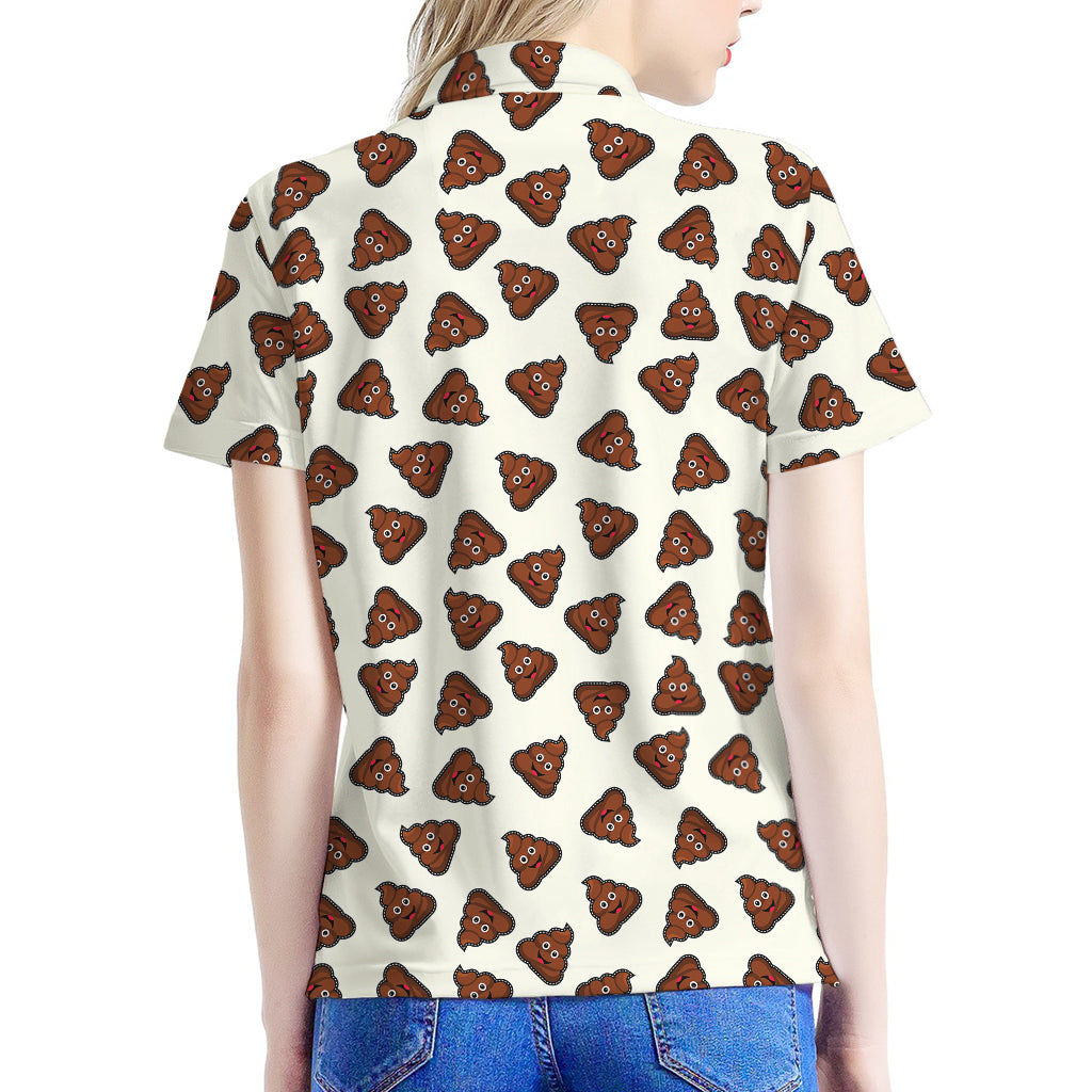 Happy Poop Pattern Print Women's Polo Shirt