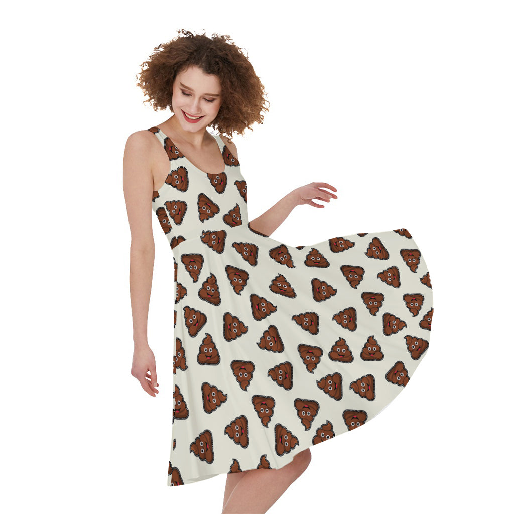 Happy Poop Pattern Print Women's Sleeveless Dress