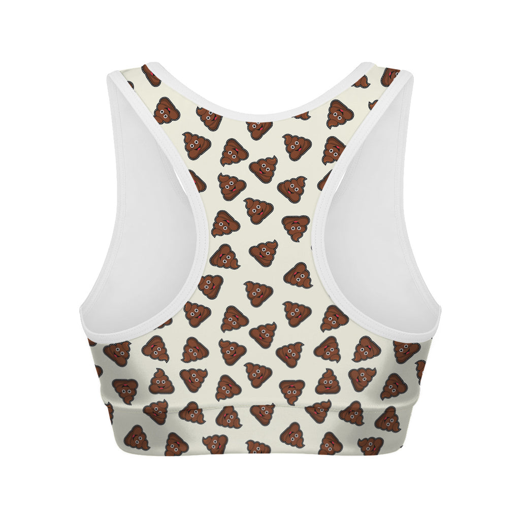 Happy Poop Pattern Print Women's Sports Bra