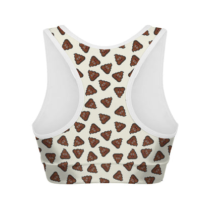 Happy Poop Pattern Print Women's Sports Bra