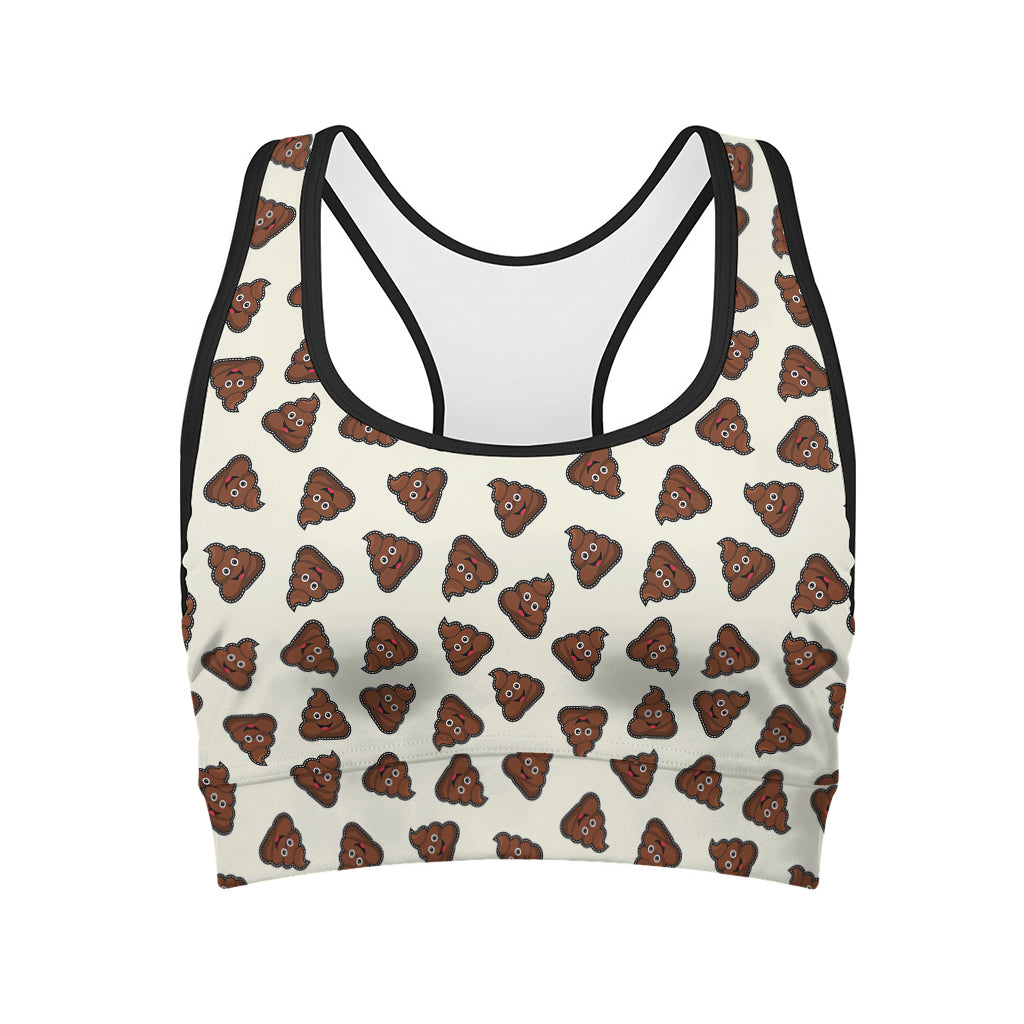 Happy Poop Pattern Print Women's Sports Bra