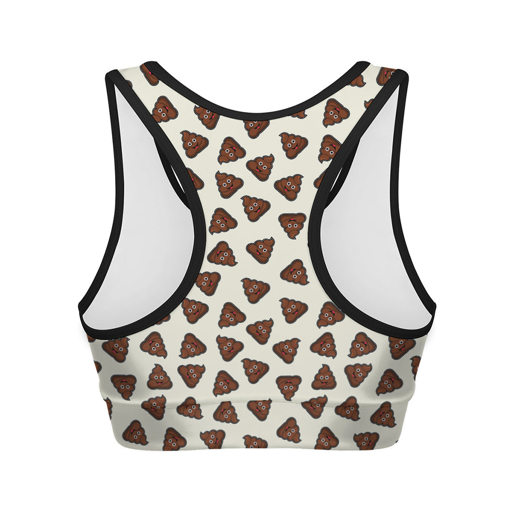 Happy Poop Pattern Print Women's Sports Bra