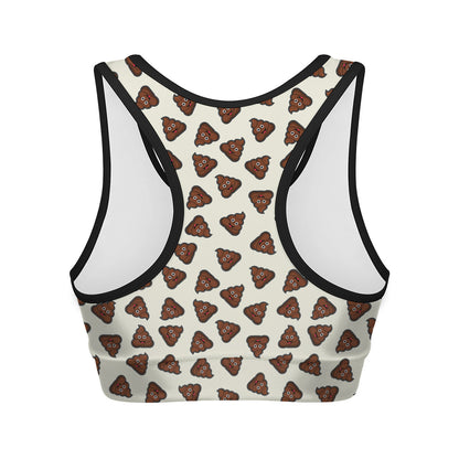 Happy Poop Pattern Print Women's Sports Bra