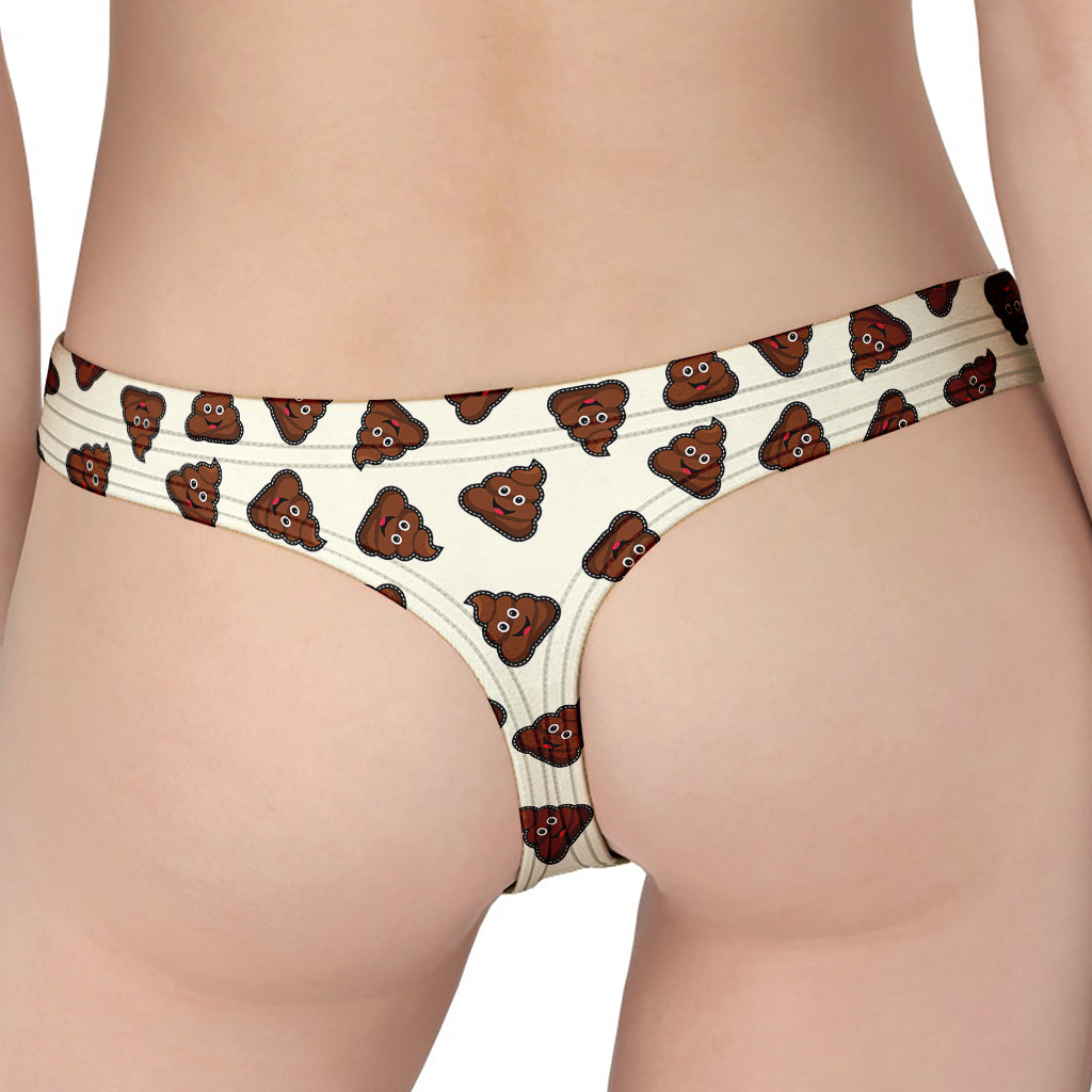 Happy Poop Pattern Print Women's Thong