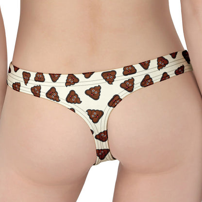 Happy Poop Pattern Print Women's Thong