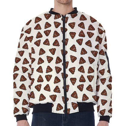 Happy Poop Pattern Print Zip Sleeve Bomber Jacket