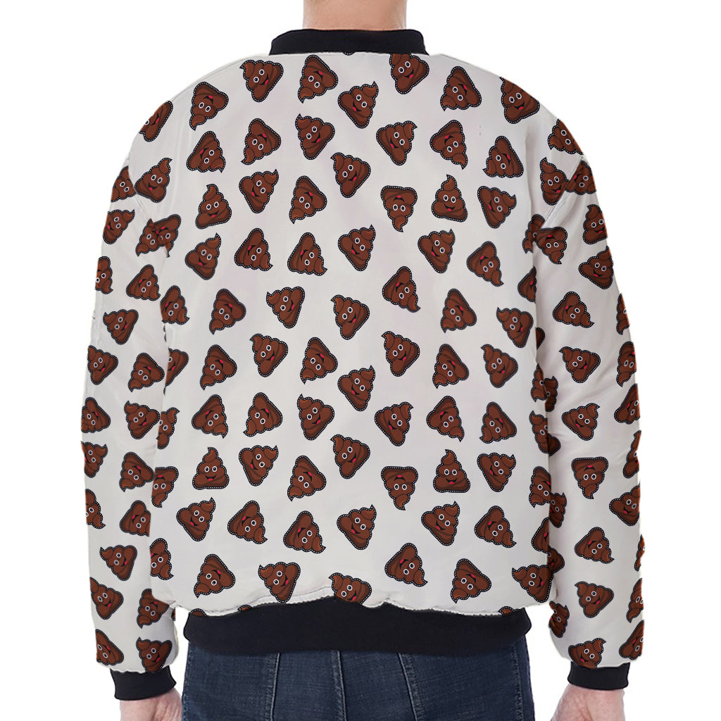 Happy Poop Pattern Print Zip Sleeve Bomber Jacket