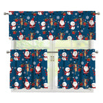 Happy Santa Claus Pattern Print 3 Piece Kitchen Curtains