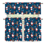 Happy Santa Claus Pattern Print 3 Piece Kitchen Curtains