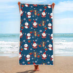 Happy Santa Claus Pattern Print Beach Towel
