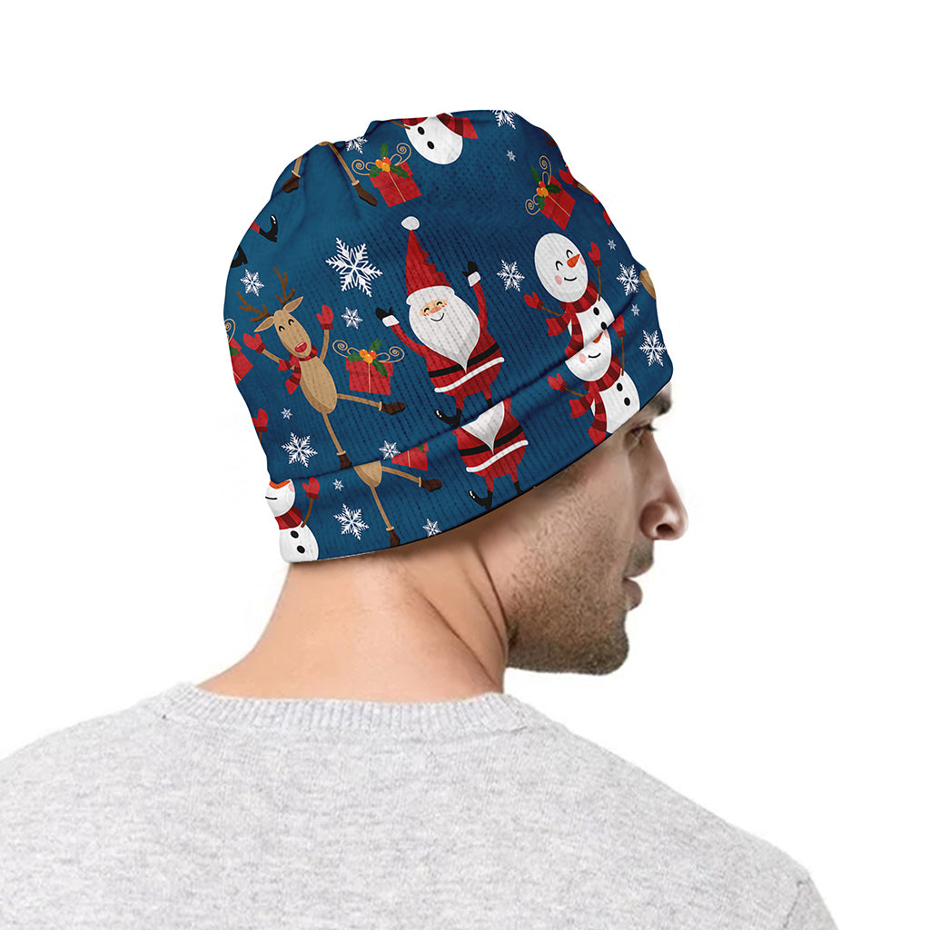 Happy Santa Claus Pattern Print Beanie