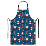 Happy Santa Claus Pattern Print Bib Apron With Pocket