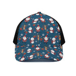 Happy Santa Claus Pattern Print Black Mesh Trucker Cap
