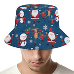 Happy Santa Claus Pattern Print Bucket Hat