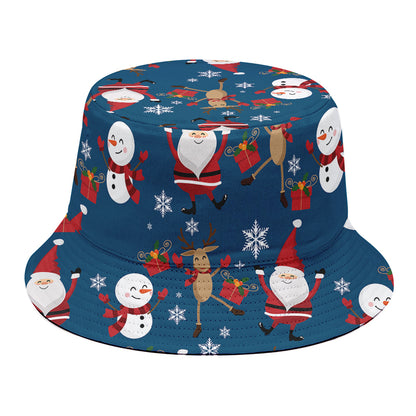 Happy Santa Claus Pattern Print Bucket Hat