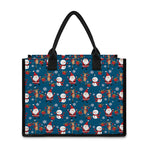 Happy Santa Claus Pattern Print Canvas Tote Bag