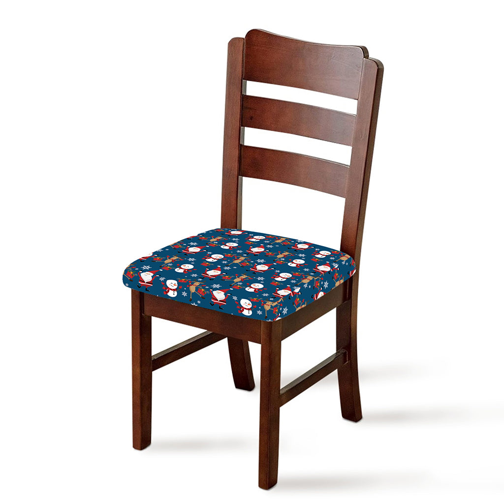 Happy Santa Claus Pattern Print Chair Cushion Cover