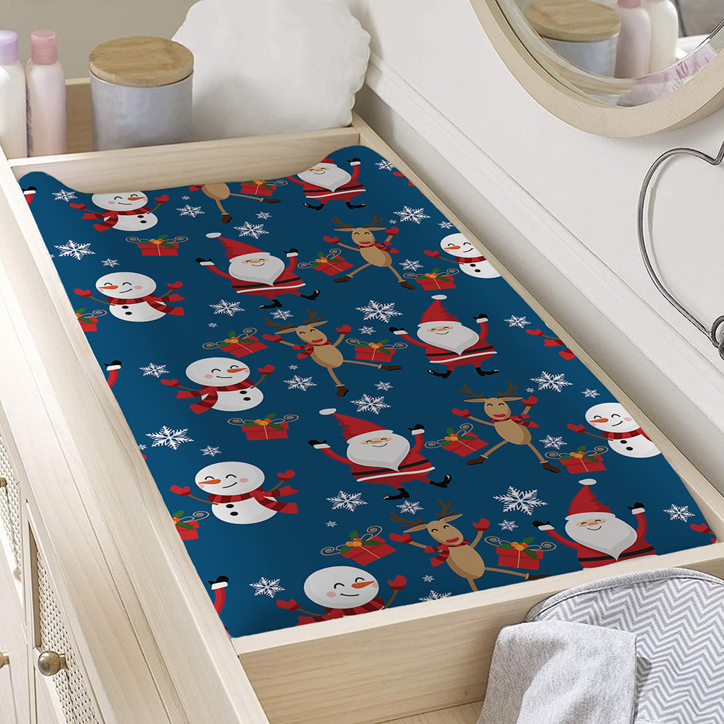 Happy Santa Claus Pattern Print Changing Pad Cover