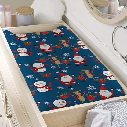 Happy Santa Claus Pattern Print Changing Pad Cover