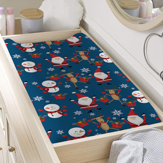 Happy Santa Claus Pattern Print Changing Pad Cover