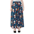 Happy Santa Claus Pattern Print Chiffon Maxi Skirt